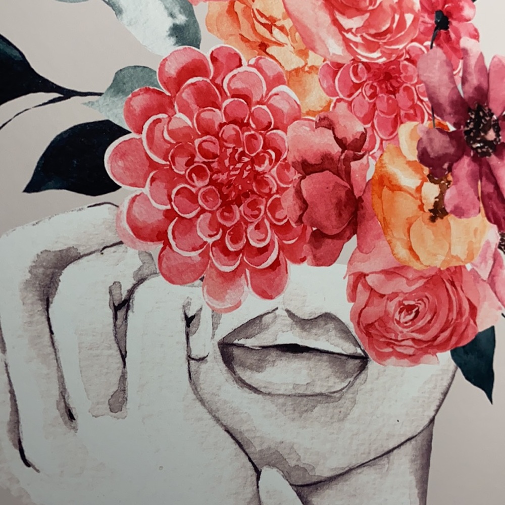 Watercolor Floral Woman Portrait Wall Art Illustration Print Poster Unframed - Picture 15 of 17